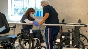 A senior doing occupational therapy at West PACE. 